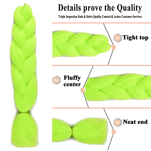 Wome Jumbo Braiding Hair Extensions 24 Inch High Temperature Synthetic Fiber Hair Extension For Box Braids Crochet Braids Braiding Hair(Green,24",100G/Pcs) #TOP3