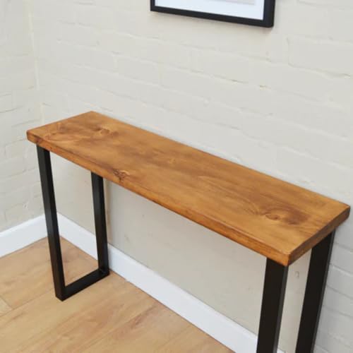 Image of Solid Sheesham Wood Console Table - 70W x 23D x 88H cm | Industrial Modern Design for Bedroom, Living Room, Entryway | 30mm Thick Tabletop | Decorative & Functional