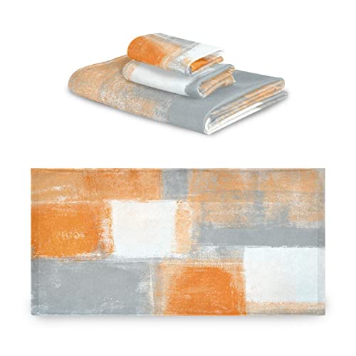 Patinisa Orange Grey Bath Towels Set Of 3,Gray White Graffiti Abstract Modern,Decoractive Bathroom Towels Set 1 Bath Towel,1 Hand Towel,1 Washcloth,Soft Shower Towels For Bathroom Beach Gym Spa #TOP1