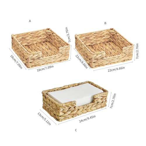 Natural Wicker Napkin Holder Handwoven Basket User Friendly Table Organizers for Kitchen Counter Bathroom Living Room Decors Rattan Napkin Holder for Tables by Fogun - Used condition - Image 3