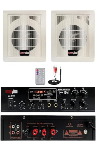 Eko Paket-1 Anfi ve Duvar Hoparlör Ses Sistemi Paketi, LV-100 Amfi, 2x100W, Bluetooth, USB, SD Kart