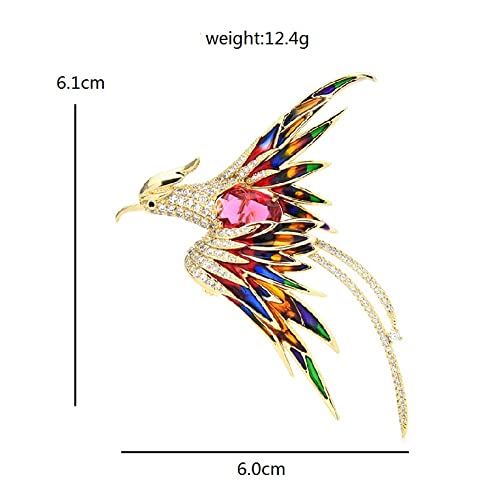 Crystal Phoenix Bird Brooch Ladies Men Five Color Enamel Flying Beauty Bird Banquet Office Brooch (Color : Vert, Size : 1 Pcs) (Purple 1 Pcs) #TOP1
