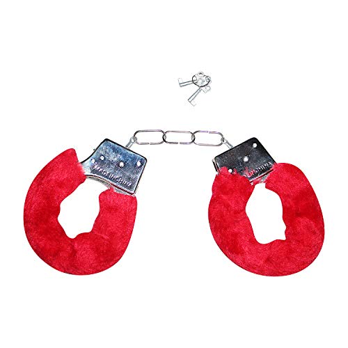 Image of Kaku Fancy Dresses Hand Cuffs for Kids /Phenovo Police Cop Sheriff Officer Handcuff Toy /Police Role Play Costume Accessories Metal Fur Handcuffs /Hathkadi Toy