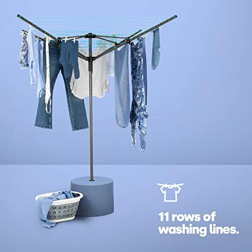 LIVIVO Outdoor Garden 4 Arm 45m folding Rotary Washing Line Clothes Airer Dryer with Free Ground Spike and Cover (Silver)