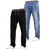 New Boys Kids Multipack Designer Branded Stretch Slim Fit Denim Elasticated Waist Jogger Pull On Jeans Pants by JEANBASE Black/Midwash 15-16 Years