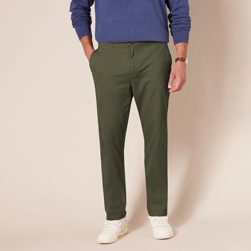 Amazon Essentials Men's Slim-Fit Casual Stretch Khaki, Olive, 33W x 30L - 5
