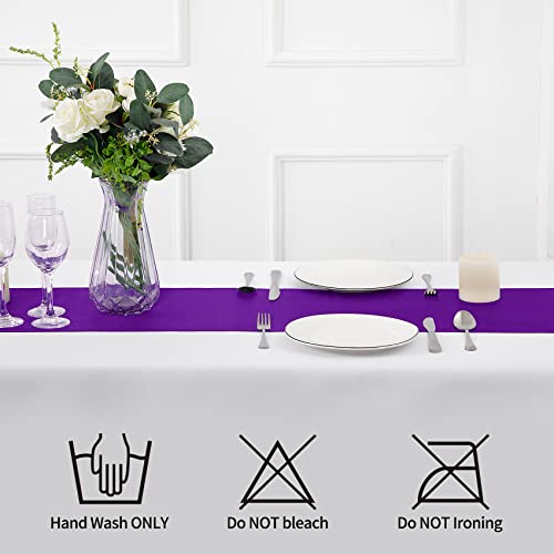 Beddeb 12-Pack Purple Satin Table Runner 12 X 108 Inch Long Table Runner For Wedding, Purple Birthday Party Decorations, Premium Table Runners For Banquets, Graduations, Engagements #TOP6