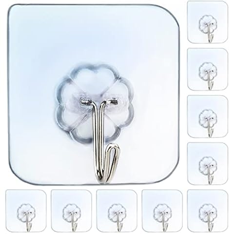 LAKEDO Self Adhesive Hooks 【12 PCS】Bathroom Stick On Hooks Heavy Duty - Best for Bathroom, Towels, Hanging Coat, Robe, Kitchen & Key Holder Cover