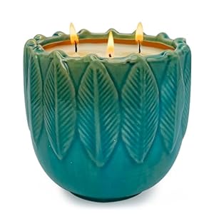 Exquisite 3-Wick Scented Candles, 20oz Natural Soy Wax in Ceramic Jar – Creamy Vanilla Aromatherapy & Citronella Outdoor Bug Repellent, 80H Long-Lasting Smokeless Candles for Home Decor Gift