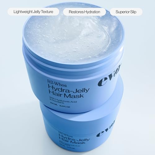 Image of Eva NYC Hydrating Hair Mask for Long-Lasting Hydration - Infused with Hyaluronic Acid and Squalane - Lightweight Hair Treatment for Dry Hair - Jelly Texture Hydrating Mask - Jasmine Scent - 8.4 fl oz