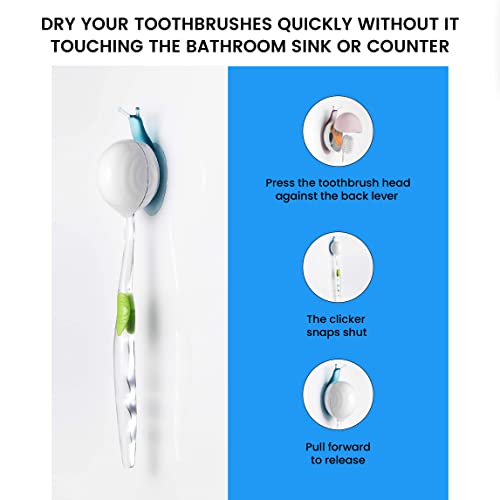 Grand Fusion Self Closing Suction Cup Toothbrush Holder For Mirror, Glass Or Tile, Bathroom Counter Organizer For Toothbrushes, Set Of 3 Toothbrush Holders #TOP5