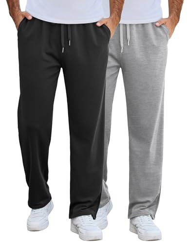 COOFANDY Men's Cotton Sweatpants Open Bottom Lounge Pants Lightweight Casual Jogger Pants with Pockets