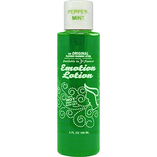 Edible Water Basesd Original Flavored Warming Massage Oil PEPPERMINT by Emotion Lotion 4oz by Emotion Lotion