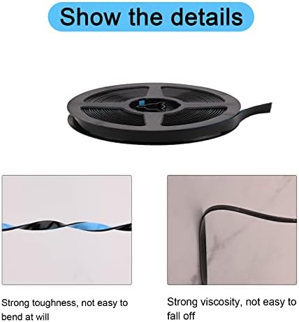 Mouldings & Trim PU 6m x 8mm Flexible Trim Self Adhesive Ceiling Molding Peel and Stick Paintable Floor Trim Caulk and Trim Strips for Stove,Sink,Toilet,Tile Edge,Wall Corner,Floor (Black)