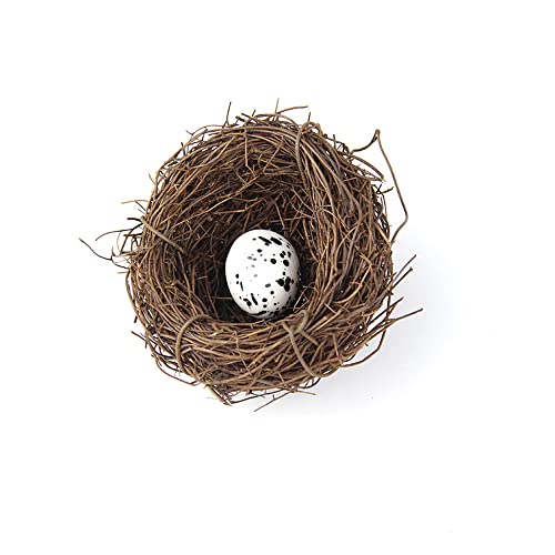 SEIWEI Rattan Bird Nest Handmade Rattan Bird Nest Artificial Bird Nest with Artificial Egg DIY Birds Nest Outdoor Wedding Garden Home Decorative