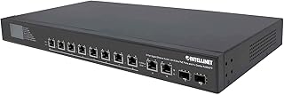 Intellinet Network Solutions 8-Port Gigabit Ethernet Ultra PoE Switch with 4 Uplink Ports and LCD Screen, IEEE 802.3bt, 2 x RJ45 Uplink, 2 x SFP Uplink, 380W, Endspan, 19" Rackmount