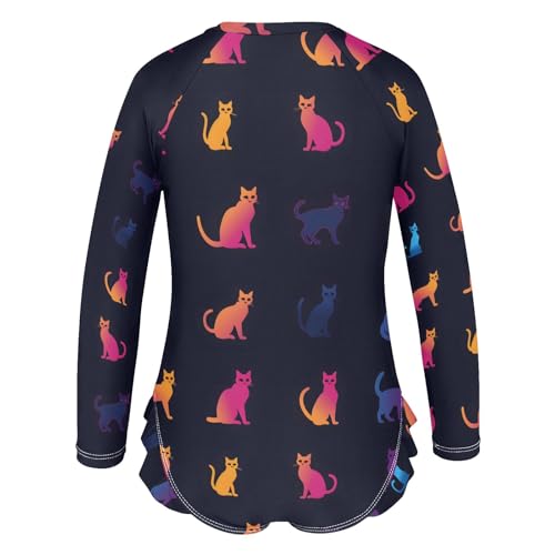 ALAZA Toddler Swimsuit Girl Bathing Suit Swimwear Rash Guard Cat Silhouette Long Sleeve 3T3