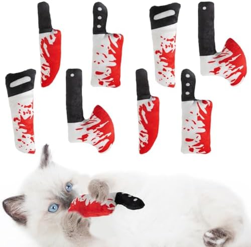 8pcs Catnip Toy, Indoor Knife Shaped Cat Toy Horror Plush Interac...