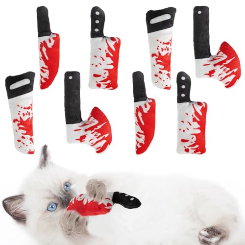 8pcs Catnip Toy, Indoor Knife Shaped Cat Toy Horror Plush Interac...