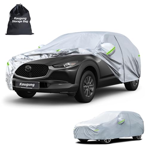 Image of Kaugung Car Cover Custom Fit for Mazda CX-30 CX30 CX3 CX-3(2015-2025), 6 Layers Waterproof All Weather for Automobiles Full Exterior Cover Rain Sun Snow Protector with Door Zipper. Silver