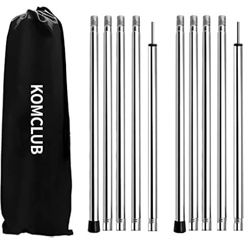 KOMCLUB Adjustable Tarp Poles Camping Tent Poles Stainless Steel Lightweight Tarp Poles for Sun Sails Canopy Awning Shelter Backpacking Hiking 78 in Set of 2 Cover
