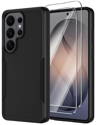 for Samsung Galaxy S26 Case with Screen Protector,Heavy Duty Military Grade Drop Protection Tough Cases,Dual-Layer Shock-Absorbing Dust Proof Rugged Durable Galaxy S 26 Cell Phone Cover 6.3" (Black)