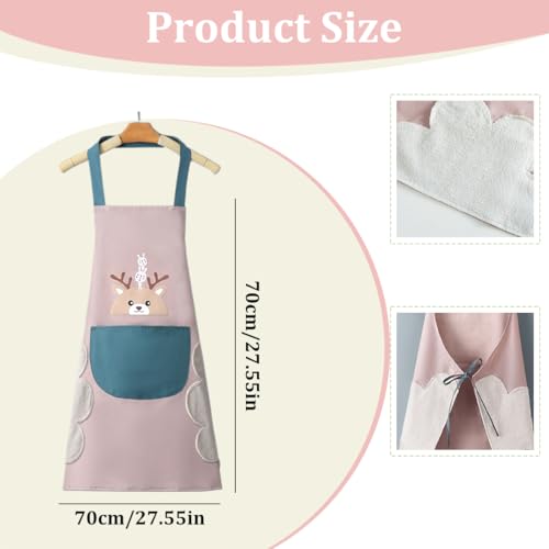Aprons, 1 grembiule da cucina con tasche grembiule regolabile grembiule impermeabile grembiule da cucina per cucinare cuocere al forno dipingere lavori domestici (rosa) - immagine 3