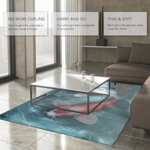 Tapis ondulé lavable en machine grand format 200x300cm bleu
