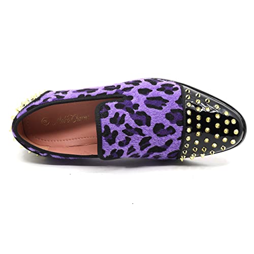 Men's Fashion Leopard Print Smoking Spike Dress Loafers Slip On Shoes SM-594