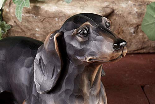 Estatua de perro salchicha de resina negra 17 in miniatura 3