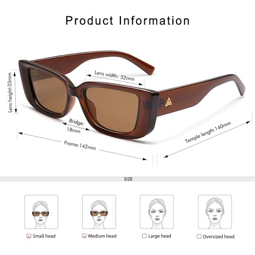 Retro Rectangle Sunglasses for Women Men 90s Frame Polarized Sun Glasses UV Protection Shades AP36894