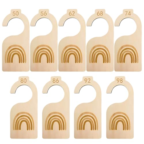 9er Set Baby Größentrenner aus Holz, Trenner für 50 bis 98 Kleidergrößen, Kleiderschrankorganisation
