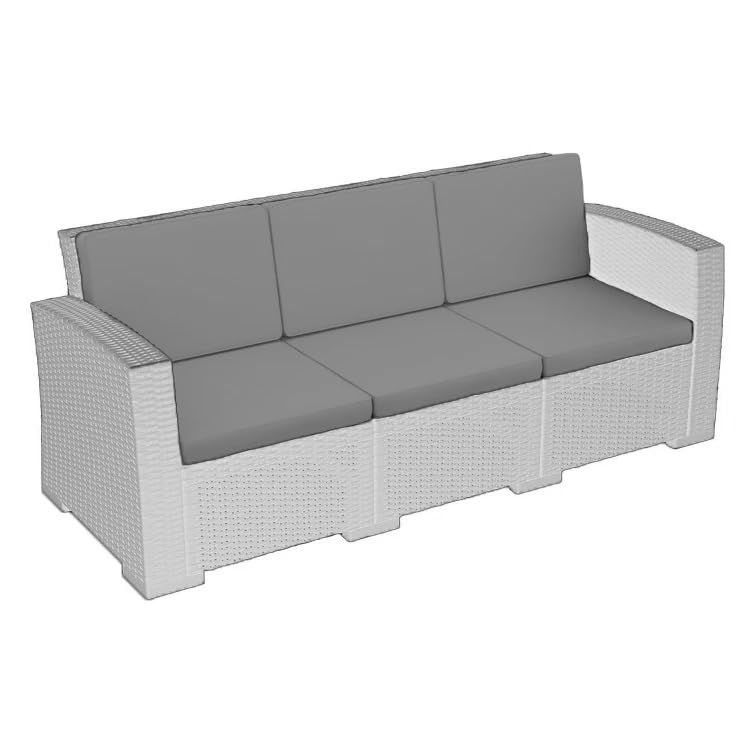 A ATH COLLECTION Rattan Outdoor Seat Cushion Pads Garden Furniture Cushions Chair Padding Patio Water Resistant 2, 3 or 4 Seater Patio Set Sofa Cushions Pads (6 PC Grey 3 Seater)