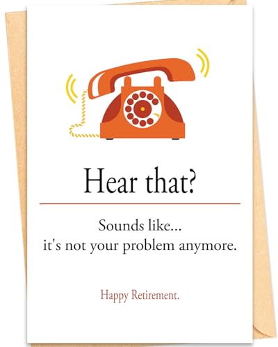 Mirelia Funny Retirement Card Retro Phone Office Humour Leaving Work Card For Colleague Coworker Boss 20.5x13.5cm With Envelope