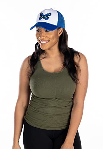 Funky Junque Foam Trucker Hat - Butterfly - Royal Blue/White #TOP1