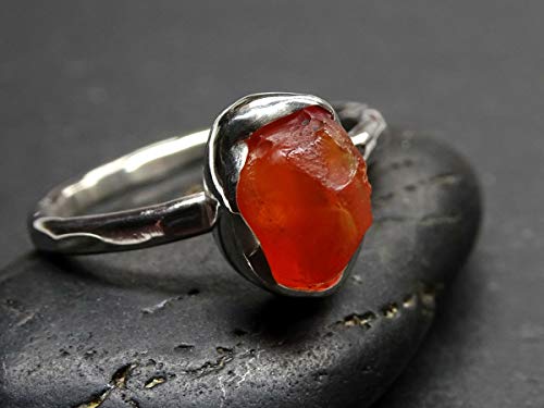 Amazon Com Raw Fire Opal Ring Silver Opal Engagement Ring Uncut Fire Opal Ring Organic Stone Ring Silver Unique Gift For Her Raw Opal Ring Flame Handmade Products