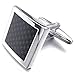 KONOV 2pcs Rhodium Plated Men's Classic Square Carbon Fiber Shirts Cufflinks, Wedding, Black, 1 Pair