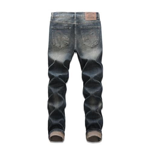 Men's Fashion Stretch Slim fit Jeans Retro Washed Straight Denim Pants2