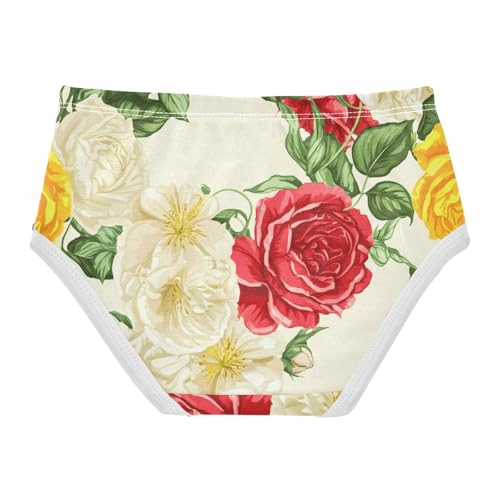Vintage Flowers Red White Roses Panties Little Girl Toddler Underwear Floral Cotton Print Kids Briefs Undies 2t2