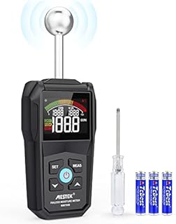 Moisture Meter MESTEK Wall Moisture Detector 20-40mm Depth Pinless Non-Destructive Damp Moisture Locator Humidity Tester Digital LCD Display Alarm Backlit for Masonry Wood Building Material