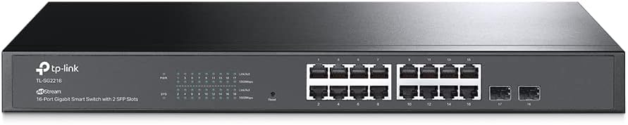 TP-Link TL-SG2218 | 16 Port Gigabit Smart Managed Switch with 2 SFP Slots | Omada SDN Integrated | IPv6 | Static Routing | L2/L3/L4 QoS, IGMP, LAG | 5 Year Manufacturer Warranty