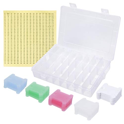 FRIUSATE Caja Organizadora de Hilo de Bordar Caja de Hilo de Coser Plastico Organizadora de Punto de Cruz con 150 Bobinas de Hilo de 5 Colores y 1 Pegatinas de N�meros para Bordar Coser Artesanal DIY
