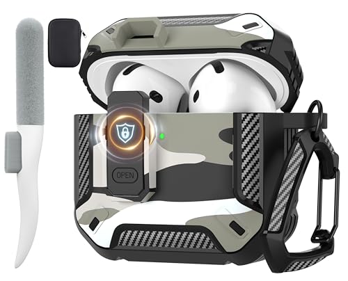 Maxjoy AirPods4�p�P�[�X ���b�N�t�� AirPods��4����P�[�X�J�o�[ �N���[�i�[�L�b�g�t�� �ϏՌ� AirPods Gen 4�P�[�X �L�[�`�F�[���t�� Apple AirPods��4����2024�Ή� �z���C�g�J��
