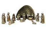 Wild Goose Studio Nativity Set Irish 12 Piece Resin Cast Bronze Coated Long Lasting 10 Inches by 6 3/4 Inches Background Made in Ireland