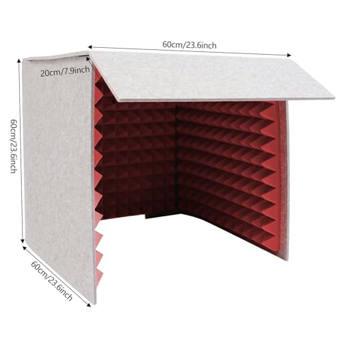 Cabina Acústica Cuadrada Moderna, Booth Portátil para Voz, Cubierta Plegable de Aislamiento Sonoro para Escritorio, Roja, 23.6 pulg miniatura 5