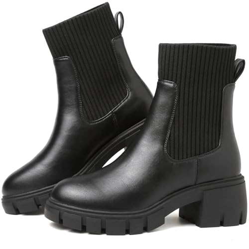 ziitop Women Platform Chelsea Boots Fashion Elastic Ankle Booties...