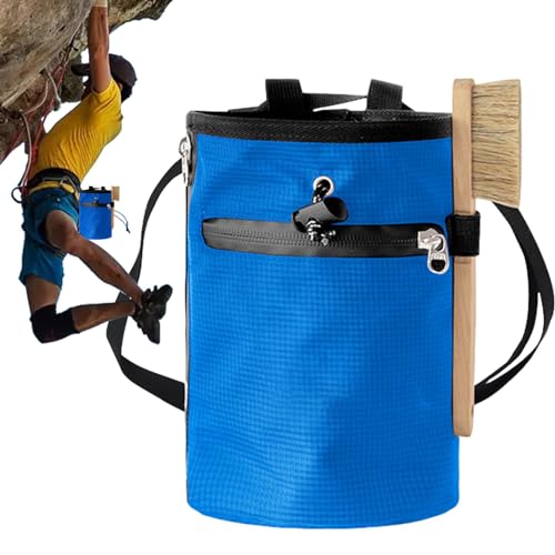 Bolsa de tiza, bolsa de almacenamiento de boulder con bolsillos con cremallera, equipo de escalada en roca con cepillo, bolsa de aperitivos para entrenamiento de mascotas para escalada en roca