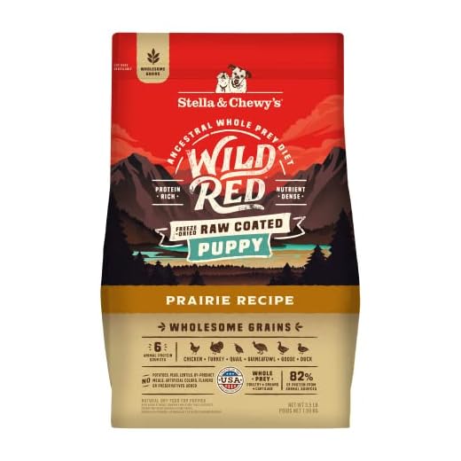 Stella & Chewy's Wild Red Dry Dog Food Raw Coated High Protein Wholesome Grains Puppy Prairie Recipe, 3.5 lb. Bag
