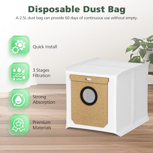 Image of 10 Pack Replacement Dust Bags for eufy L60 SES L50 SES Robot Vacuum, 2.5L Replacement Bags for Haier H9+, Conga Home 10000, 8090 Ultra, 9090 AI Vacuum Cleaner