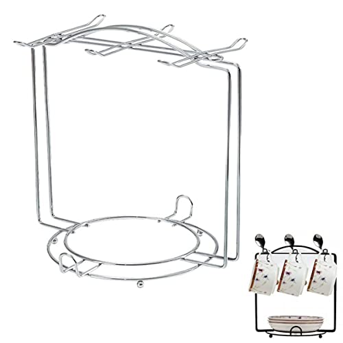 Biluer Árbol Porta Tazas De Café Taza De Café Ganchos Soporte Taza Cafe Titular Estante De La Taza para 4 o 6 Tazas Cucharas Soperas Tazas para Café Té (Acero inoxidable) Cover